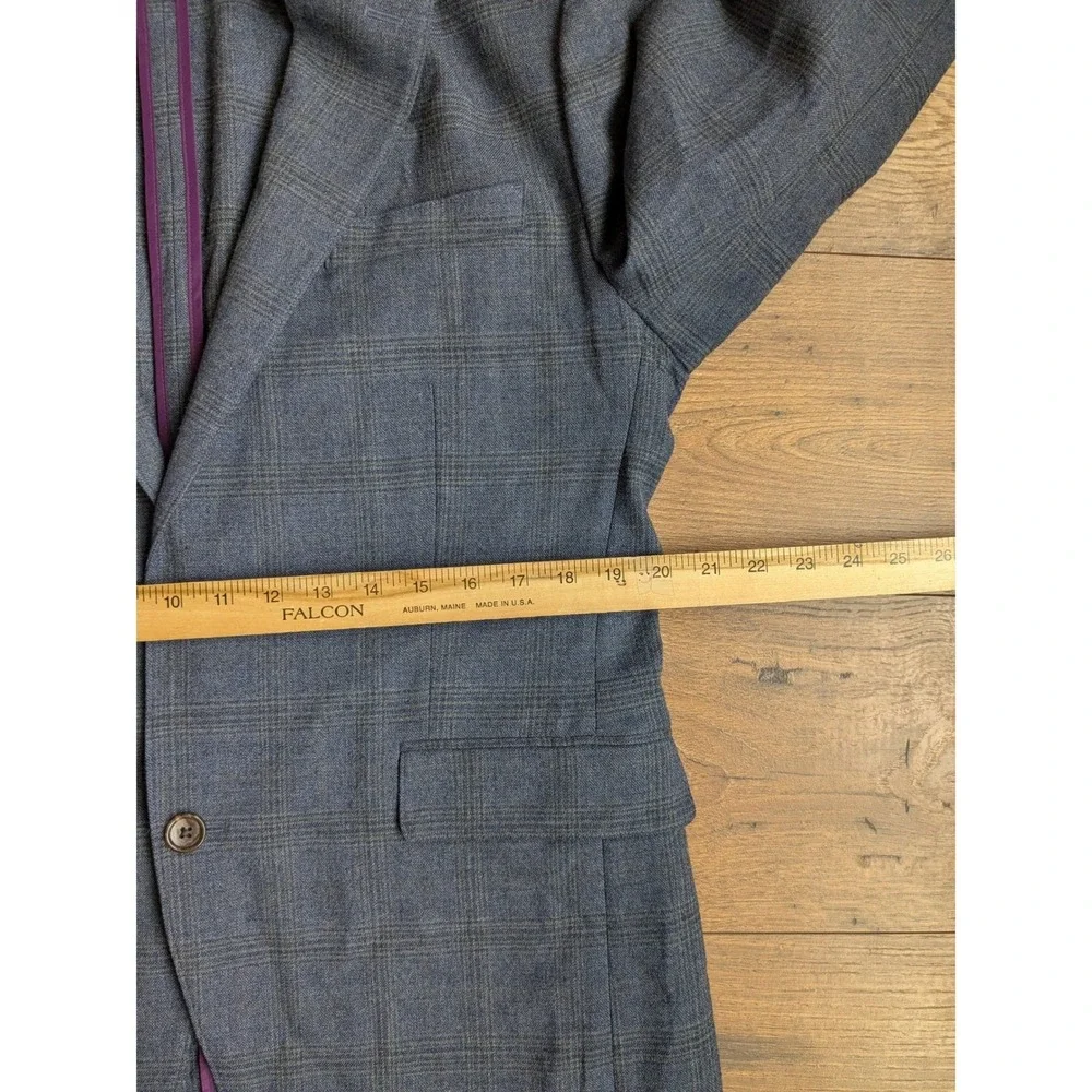 BONOBOS Mens Gray/Blue Plaid Wool Blend‎ Sport Coat Blazer Jacket Size 40R